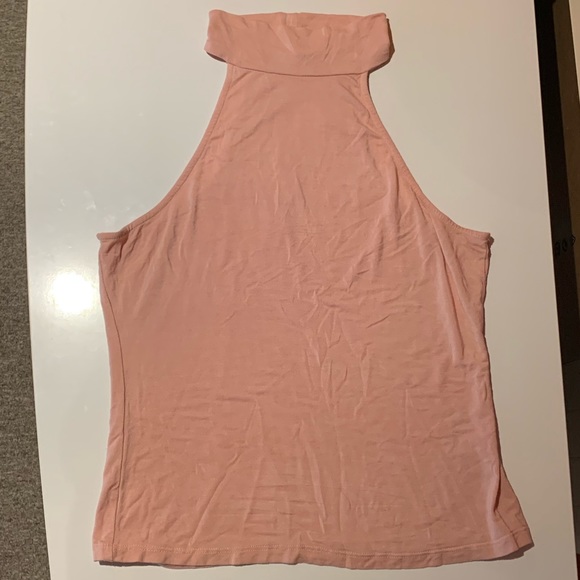 Fashion Nova Tops - Pink turtle neck sleeveless crop top - Medium